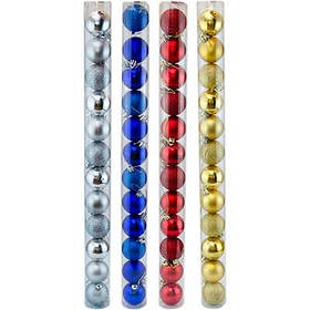 Набір ялинкових іграшок пластик d50  в тубусі 12шт асорті