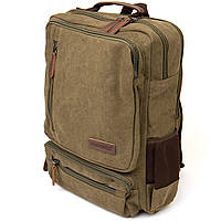 Рюкзак текстильный дорожный унисекс на два отделения Vintage 20612 Зеленый tn