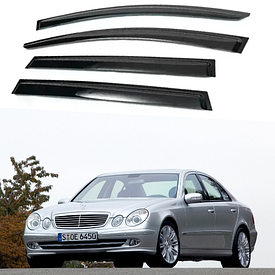 Дефлектори вікон, вітровики на Mercedes E-klasse W-211 седан 2002-2009 (скотч) AV-Tuning