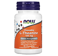 L-теанін, Chewable L-Theanine, Now Foods, 100 мг, 90 жувальних таблеток (NOW-00144)