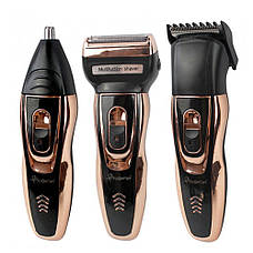 Тример для волосся бороди та носа 3в1 Gemei GM 595 / Акумуляторна машинка для стрижки / Бритва шейвер, фото 2