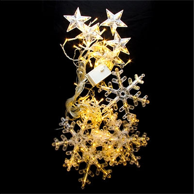 Гірлянда електрична Сніжинки+зірочки 6+6 жовта 3м 20-11, фото 1