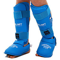 Захист для ніг захист гомілки та стопи для карате Zelart Fight Gear 7249 розмір XS Blue