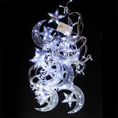 Гірлянда електрична Місяць і зірки 6 + 6 біла 3м 20-12-2, фото 1