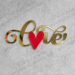 Топер, декор для кондитерських виробів торцевий дзеркальний Love