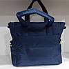 Сумка жіноча дута стьобана тканинна з довгими ручками синя велика 37х30х15 см Dolly 494, фото 6