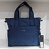 Сумка жіноча дута стьобана тканинна з довгими ручками синя велика 37х30х15 см Dolly 494, фото 8