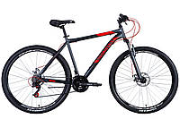 Велосипед 29" Discovery RIDER 2024 (темно-сріблястий з червоним (м))