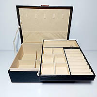 Скринька для прикрас чорна з відділеннями 667 шкірозамінник