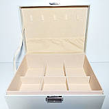 Скринька для прикрас біла двоярусна 667 шкірозамінник, фото 3