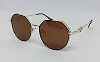 Valentino очки женские солнцезащитные коричневые в золотой металлической оправе линзы поляризованные