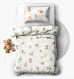 Бязь "Звірятка з дітьми" на хмарах білий фон № М-3199, фото 6