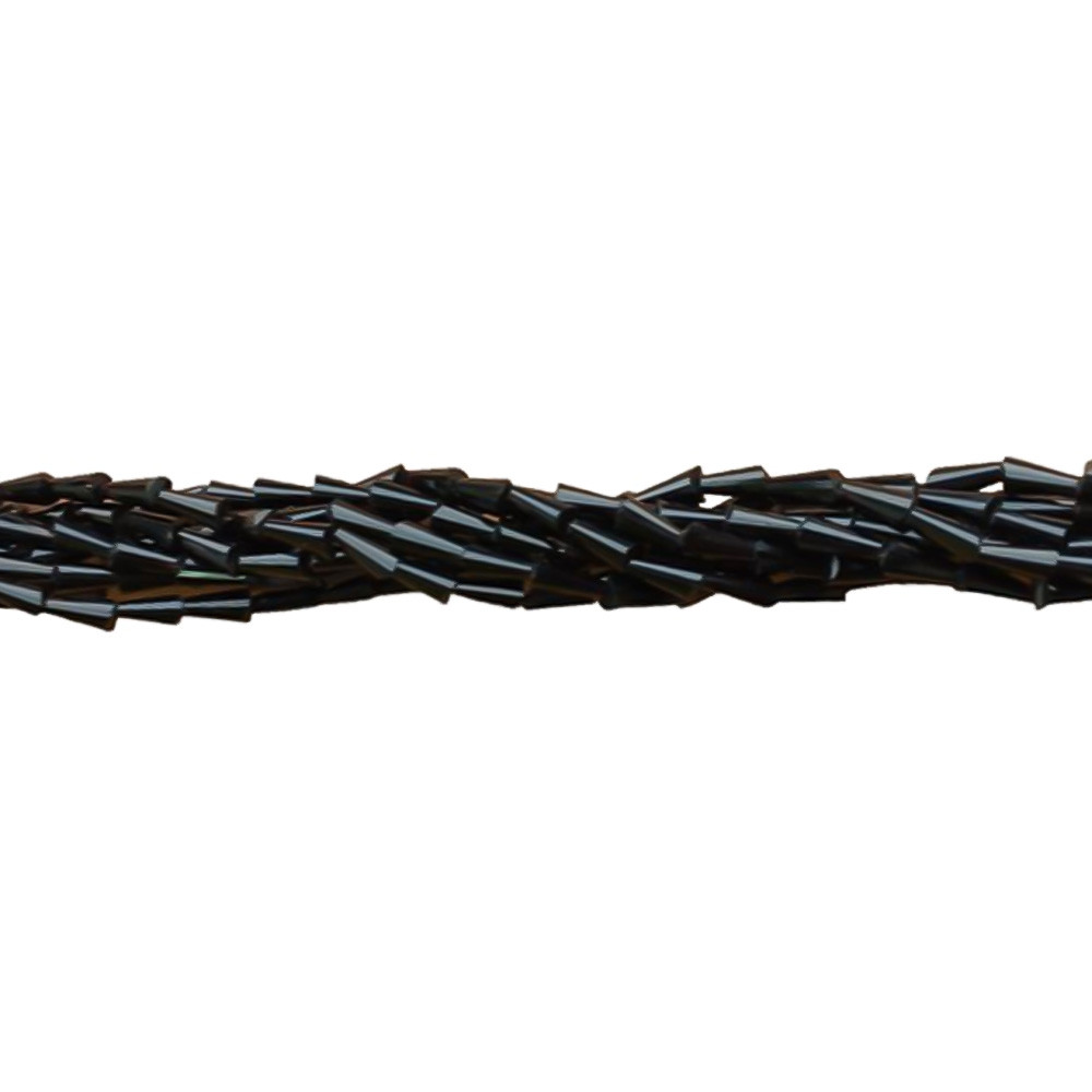 Намистини кришталеві (Капля конус) 4*8 мм, нитка 70-72 шт, колір - чорний