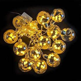 Гірлянда-шторка куля з лампочками 12шт жовте світло 3м 4-14-2