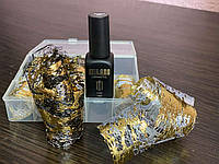 Маникюрная сетка золото для дизайна ногтей, сетка с поталью для маникюра 12шт, топ с липким слоем Milano