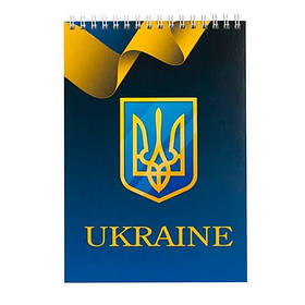 Блокнот А5 48арк клітинка спіраль карт. обкл. синій UKRAINE	BM.24545104-02  BUROMAX