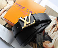 Женский кожаный ремень Louis Vuitton ширина 3 см пряжка золото черный