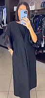 Жіноче ошатне плаття з органзою з бічними кишенями норма розмір 42-52, колір чорний