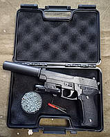 Глушителем и ЛЦУ в подарок! Страйкбольний Высококачественный Металлический пистолет Sig Sauer P226 игрушка !!!