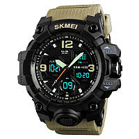 Часы наручные мужские SKMEI 1155BKH KHAKI, водостойкие тактические часы. Цвет: хаки