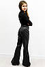 Кльош штани для дівчинки підлітків з розпоркою спереду екошкіра чорні No7270, фото 3