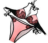 Купальник помаранчевий з чорним мереживом плавки на зав'язках M роздільний жіночий стильний красивий, фото 4