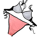 Купальник помаранчевий з чорним мереживом плавки на зав'язках M роздільний жіночий стильний красивий, фото 5