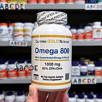 Рыбий жир Омега 800 (80% ЭПК / ДГК) в форме триглицеридов, California Gold Nutrition, 1000 мг, 90 капсул