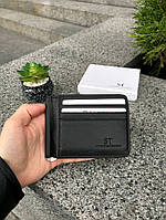 Компактний затискач для грошей доповнений слотами для пластикових карток чорний