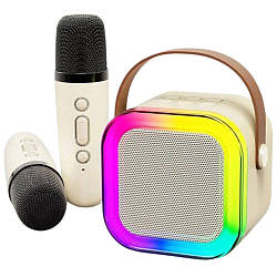 Портативна колонка-караоке з 2 мікрофонами К12 / Бездротовий мікрофон з колонкою з підсвічуванням RGB