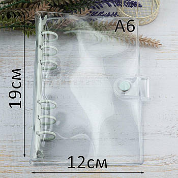 Прозора обкладинка для планера з сіро-блакитним механізмом А6 діаметр 20мм KDP031