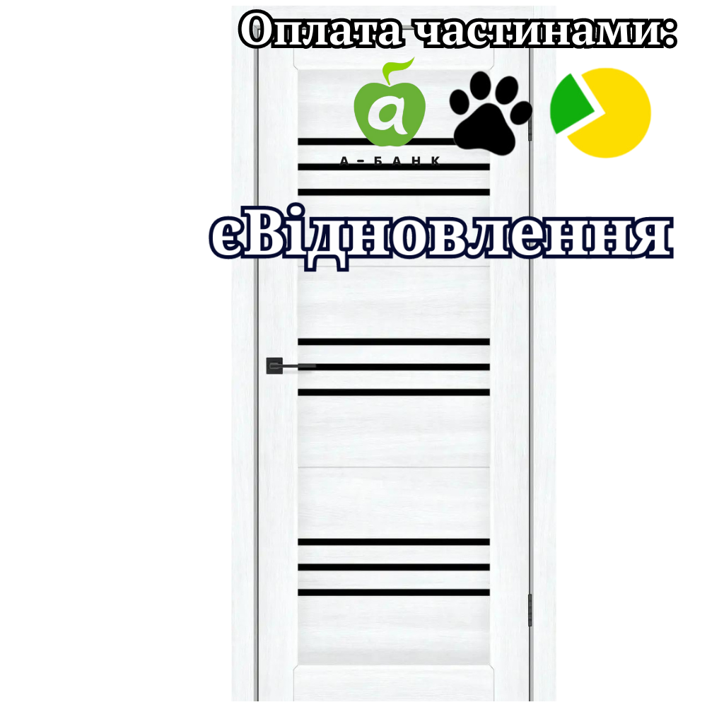 Двері Trio Альба Білий зі склом Чорний