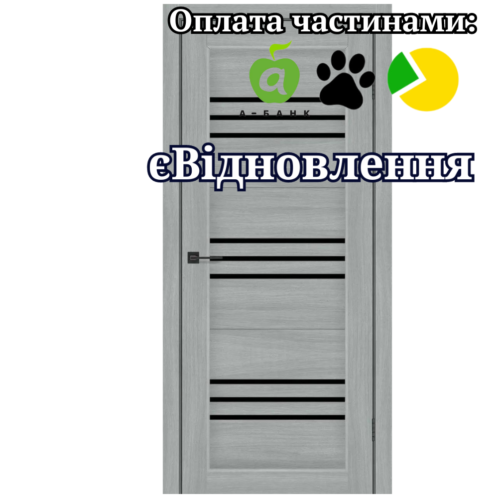 Двері Trio Альба Попелястий зі склом  Чорний