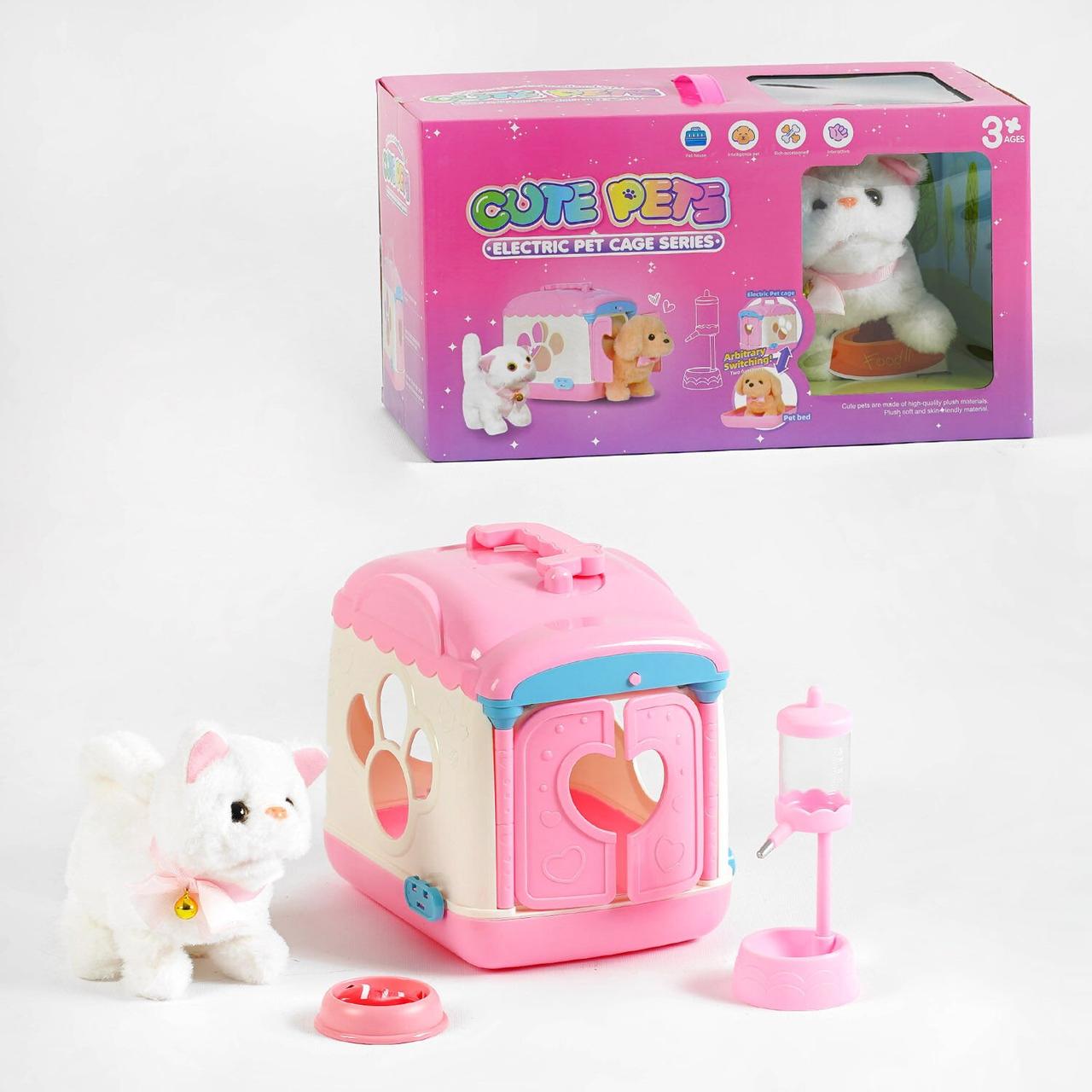 Тварина на батарейках 933-71 E “Кошеня”, ходить, нявкає, виляє хвостом, переноска, поїлка, миска