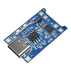 USB-модуль заряджання літієвих Li-Ion батарей Type-C TP4056