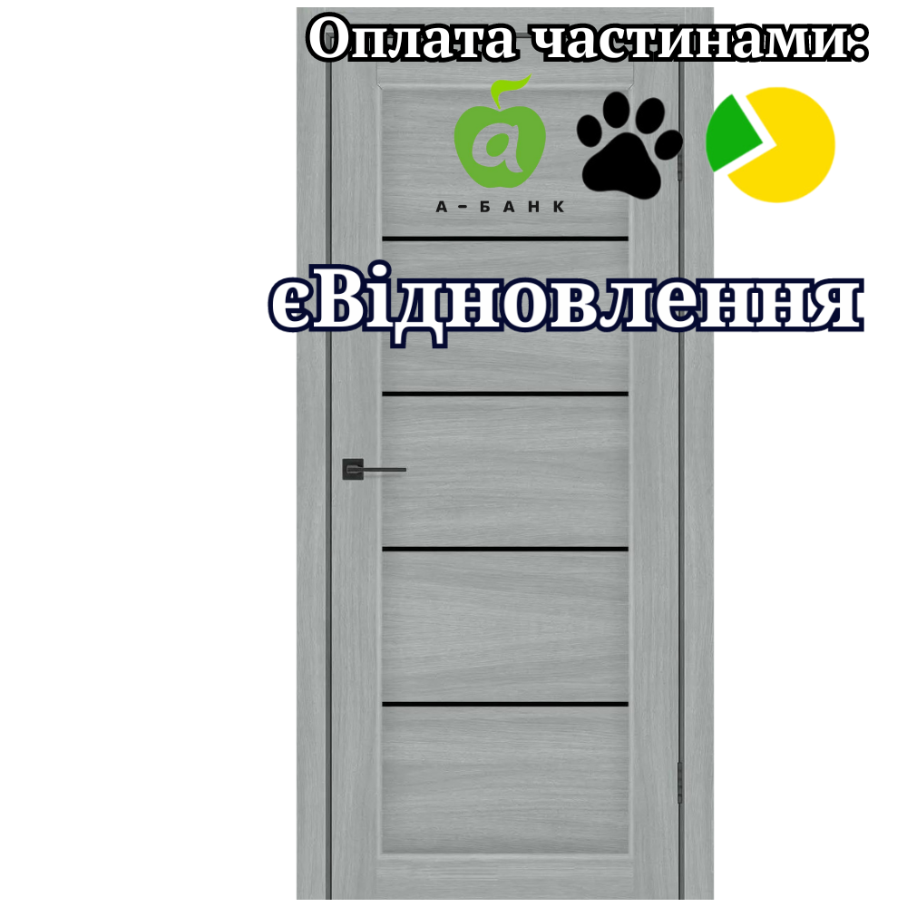 Двері Vena Альба Попелястий зі склом Чорний