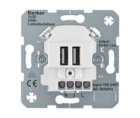USB розетка 230В, біла (механізм) Berker