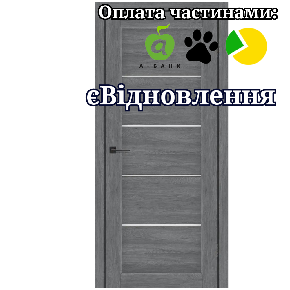 Двері Vena Бук Графітовий зі склом Сатин