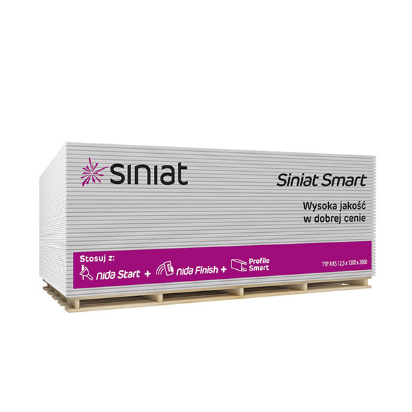 Гіпсокартон вологостійкий SINIAT NIDA SMART Н 12,5х1200х2600