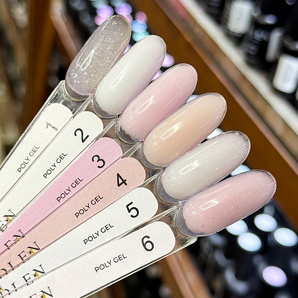 Полігель EDLEN Professional Poly gel №5, 30 мл молочний із шиммером, фото 3