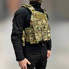 Плитоноска з підсумками - 6 шт, Мультикам, Cordura 1000D, зразка НАТО, із системою Molle, Yakeda VT-6031