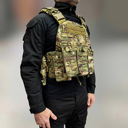 Плитоноска з підсумками - 6 шт, Мультикам, Cordura 1000D, зразка НАТО, із системою Molle, Yakeda VT-6031, фото 1