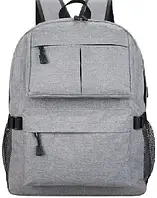 Рюкзак для ноутбука 15.6 мужской Voltronic Q50, серый, городской, легкий, тонкий, водоотталкивающий