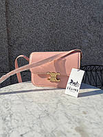 Сумка жіноча Celine Teen Triomphe Bag in Shiny Calfskin Pink Селін рожевий DN062