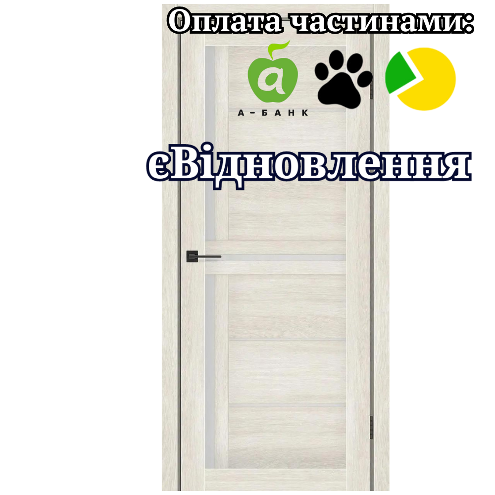Двері Victoria Дуб Гімалайський PVC зі склом Сатин
