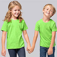 Детская футболка JHK, базовая, однотонная, для мальчика или девочки, салатовая, размер 104, на 3/4 года