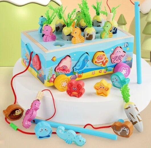 Каталка С 62827 “Морський город”, магнітна риболовля, сортування за формами, овочі, фігурки.