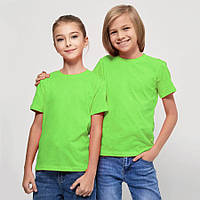 Дитяча футболка JHK, KID T-SHIRT, базова, однотонна, для хлопчика або дівчинки, салатова, розмір 140, на 9/11 років