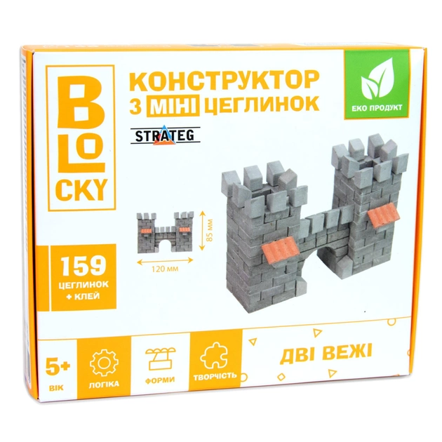 Будівельний набір для творчості з міні-цеглинок BLOCKY Дві вежі Strateg
