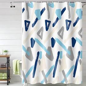 Шторка для ванної та душу з гачками 180x180 см водовідштовхувальна, високоякісна шторка для ванни